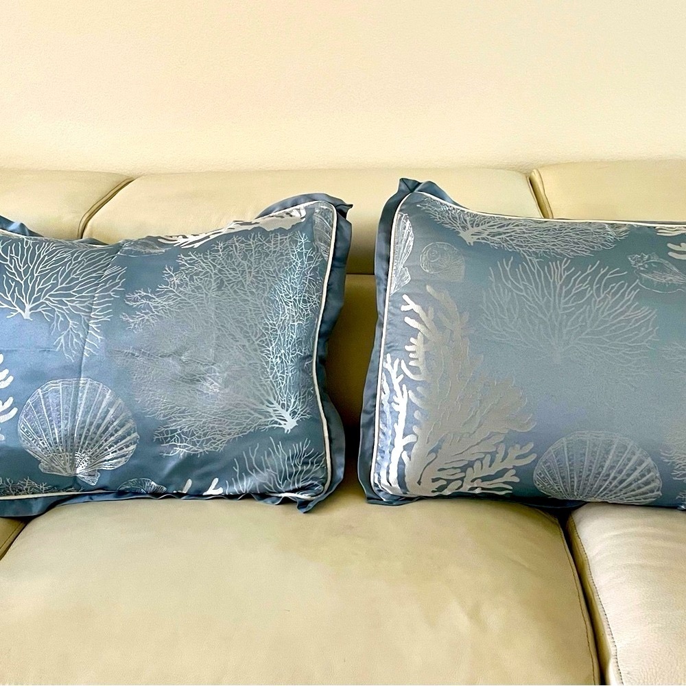 Blue and Silver Decorative Pillows 19/25 inches